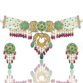 Polki Diamond Turquoise Choker Set