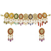 Multi Gemstone Chocker Necklace Set