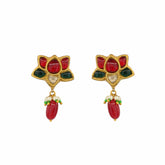 Ruby and Polki Diamond Lotus Earring
