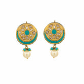 Turquoise and Polki Diamond Earrings