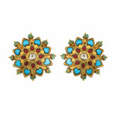 Polki Diamond and Multi-Stone Stud Earrings