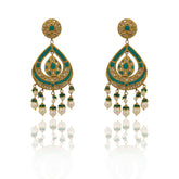 Firoza Turquoise & Pearl Polki Teardrop Chandbaali