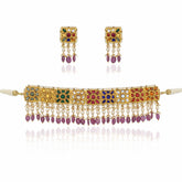 Siddhi Navratna Gold Chocker Necklace Set