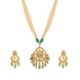 Saraswati Harit Gold Polki Diamond Pendant Set
