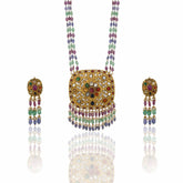 Royal Navratna Pendant Set with Gemstone Tassels