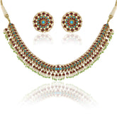 Rajputana Ruby and Turquoise Gold Necklace Set