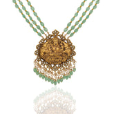 Temple Jewellery Style Laxmi Polki & Emerald Long Necklace