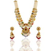 Royal Navratna Polki Diamond Mango Mala Necklace Set