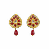 Ruby Drop Earrings with Polki Diamonds