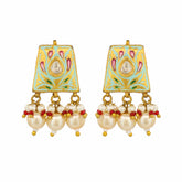 Polki Diamond and Enamel Floral Earrings
