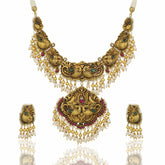 South Peacock Designed Gold Necklace Set (Hallmark-91.6)
