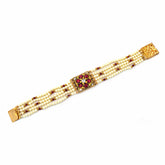 Floral Polki Diamond and Pearl Bracelet