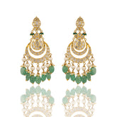 Bridal Chandbali Earrings - Polki, Emerald & Pearl