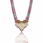 Peacock Feather Polki Pendant Necklace