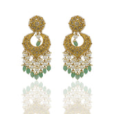 Unique Heart Shape Designed Polki & Emerald Chand Baali Earring