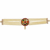 Gemstone Choker with Pearls and Polki Diamond Necklace
