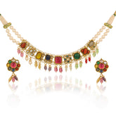 Navratna Mohini Gold Chocker Necklace Set