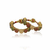 Multi-Gemstone Flower Bracelets Ponchi Pair