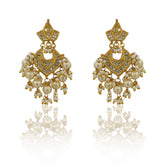 Grand Polki & Pearl Cluster Chandbaali Earring