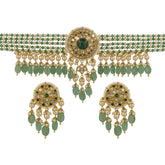 Gold Syndicate Polki & Emerald Choker Set with Pearl Accents