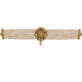 Polki and Pearl Choker with Gold Chitai Work Necklace( 91.6 Hallmark)