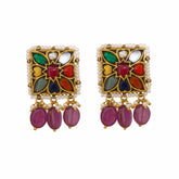 Navratna and Ruby Gold Earrings