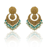 Shehnai Turquoise & Pearl Polki Chandbali