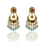 Colorful Navratna & Emerald Drop Earrings Chandbaali