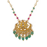 Gold Polki Crescent Pendant Necklace