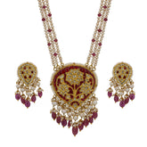 Polki & Ruby Heritage Necklace Set in Gold