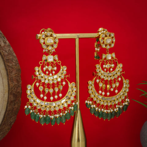 Jadau Chandbali Earrings with Natural Syndicate Polki Diamonds