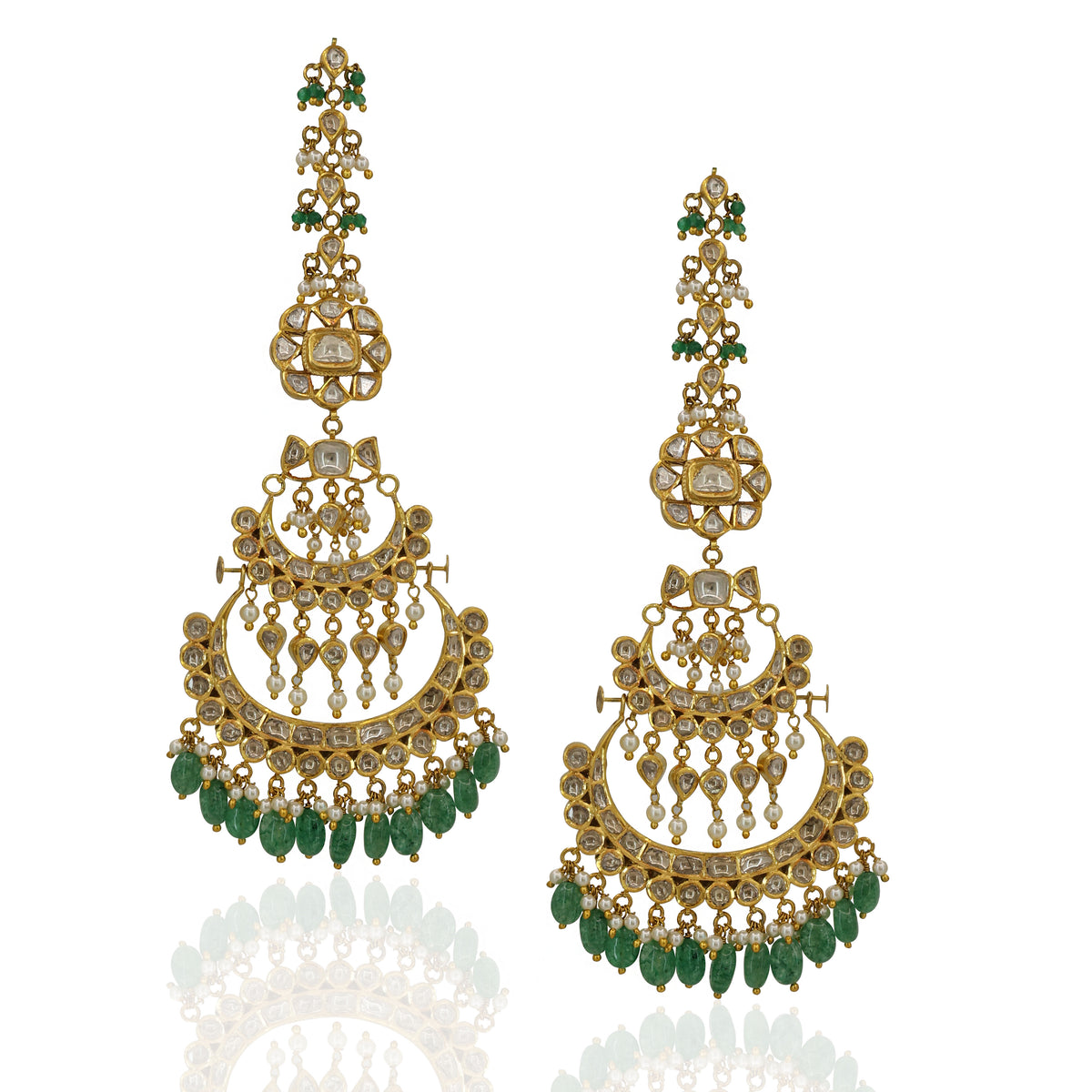 Jadau Chandbali Earrings with Natural Syndicate Polki Diamonds