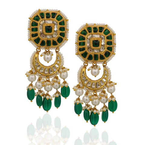 Emerald & Natural Syndicate Polki Diamond Gold-Plated Necklace Set