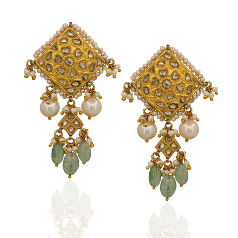 Traditional Syndicate Polki Diamond Choker Necklace and Earrings Set