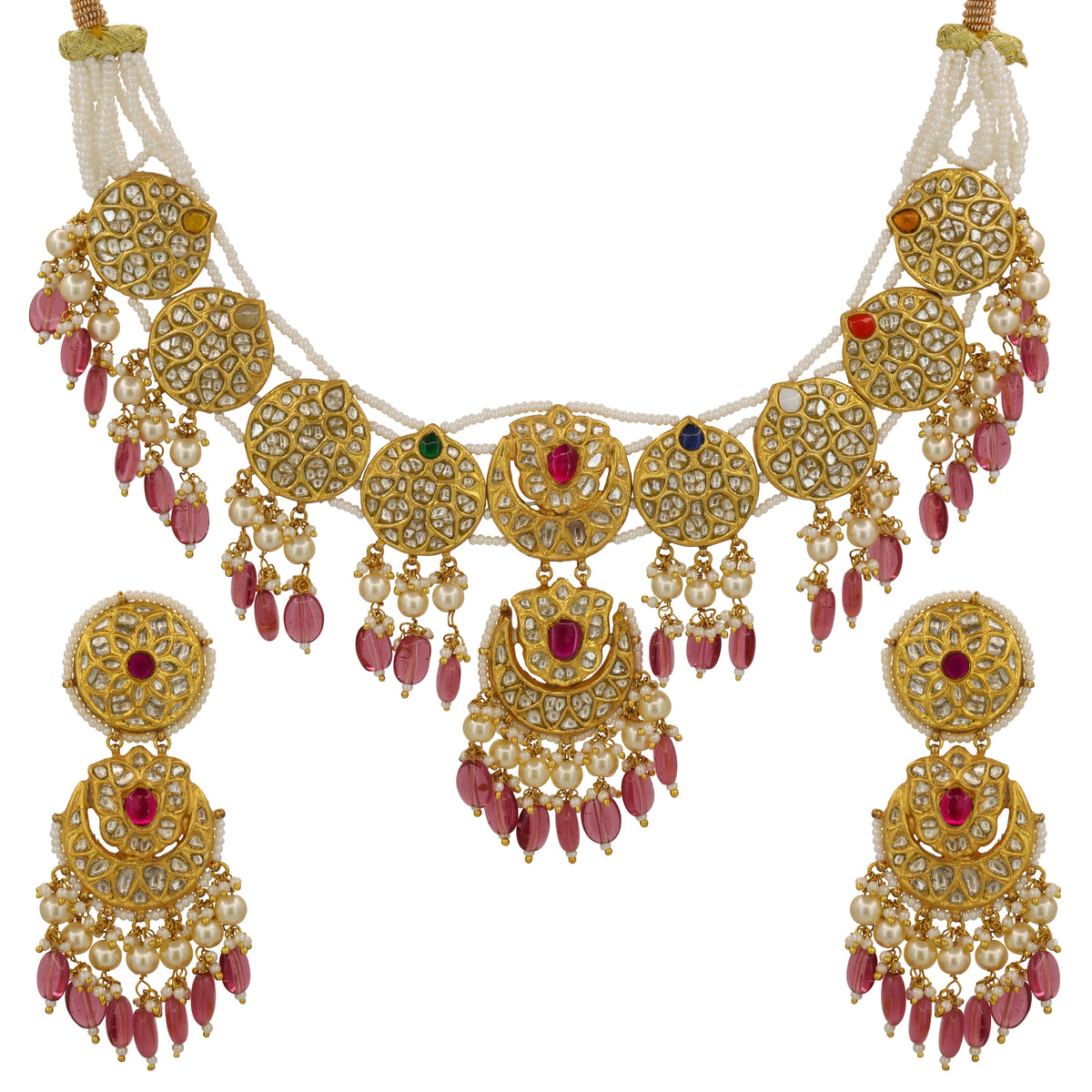 Navratna & Syndicate Polki Diamond Necklace Set