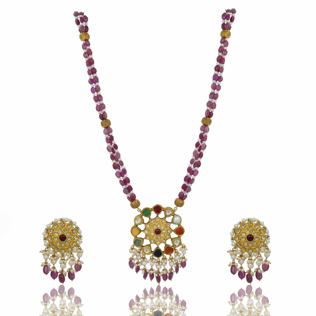 Pushpa Ratna Gold Pendant Set