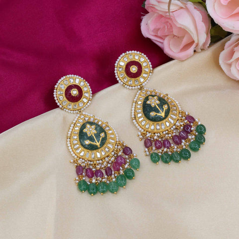 Polki Long Stud Earring