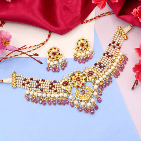 Ruby Polki Choker Necklace Set