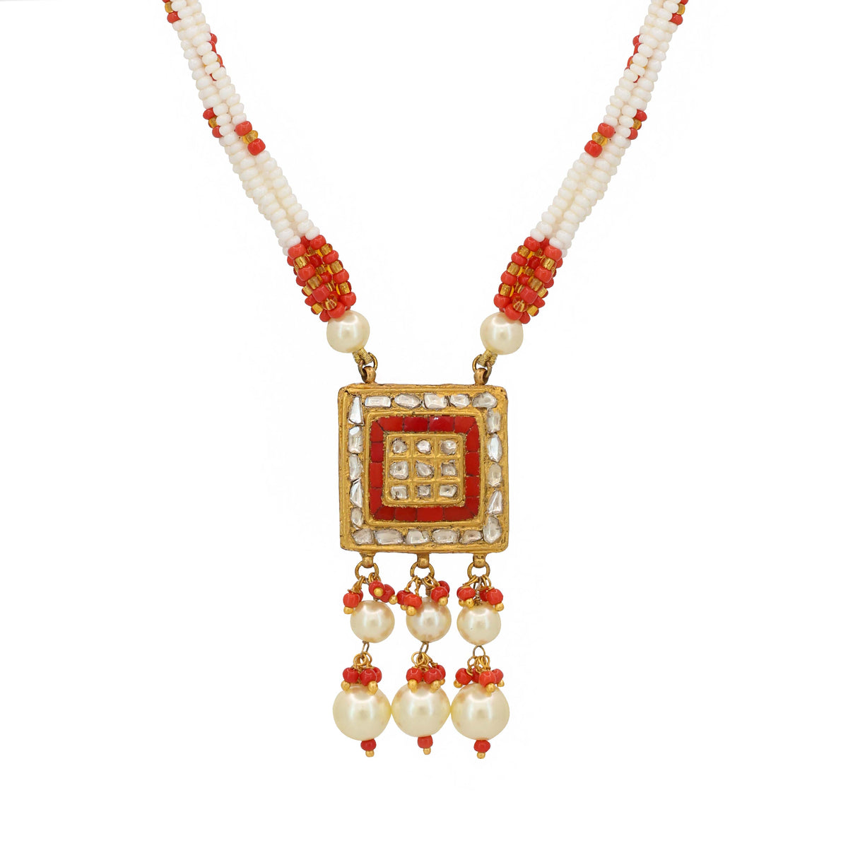 Syndicate Polki and Coral Beads Necklace