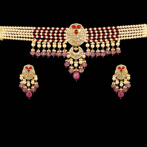 Unique Owl Polki & Pearl Choker Set