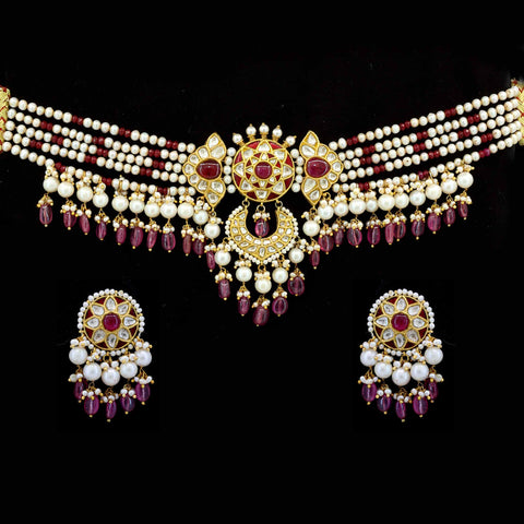 Ruby Polki Choker Necklace Set