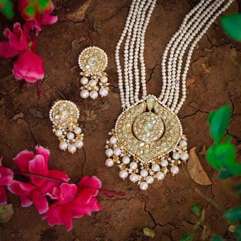 Amina Pearl & Polki Necklace Set