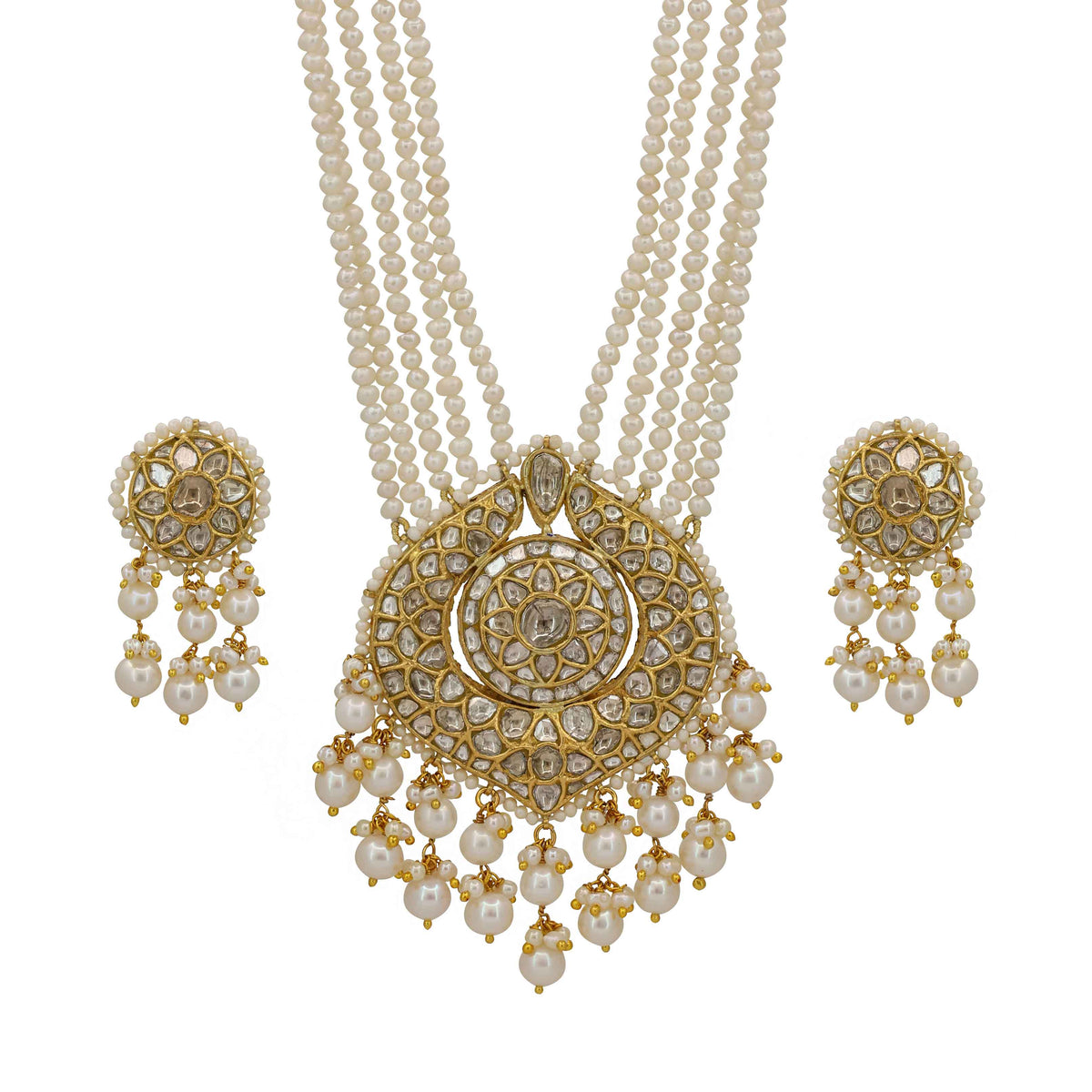 Amina Pearl & Polki Necklace Set