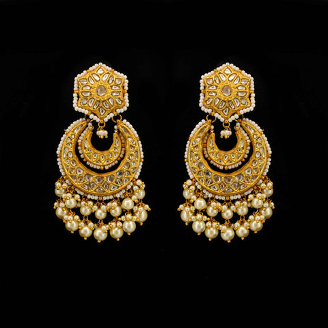 Bridal Polki & Pearl Thappa Chandbaalis