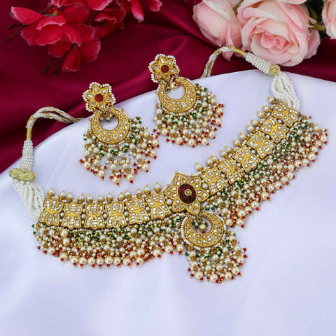 Karuna Bridal Gold  Polki Necklace Set