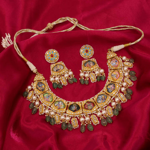 Dev Darshan Gold Polki Necklace with Hand-Painted God Motifs