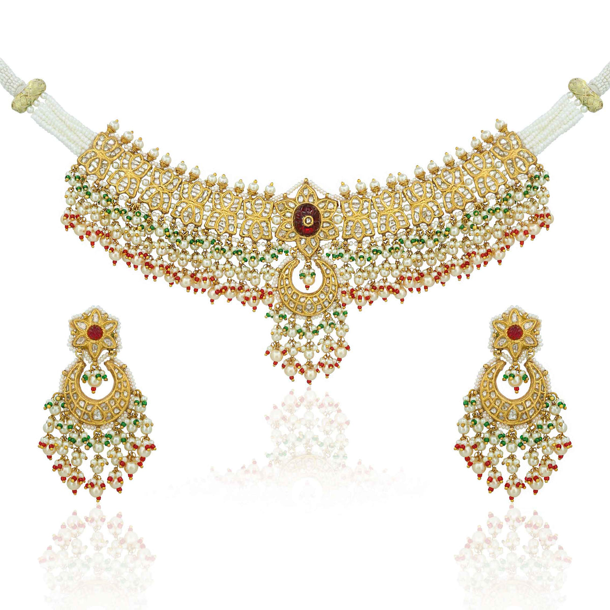 Karuna Bridal Gold  Polki Necklace Set