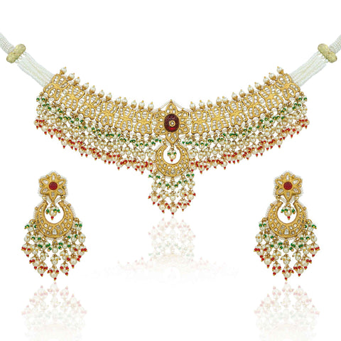 Karuna Bridal Gold  Polki Necklace Set