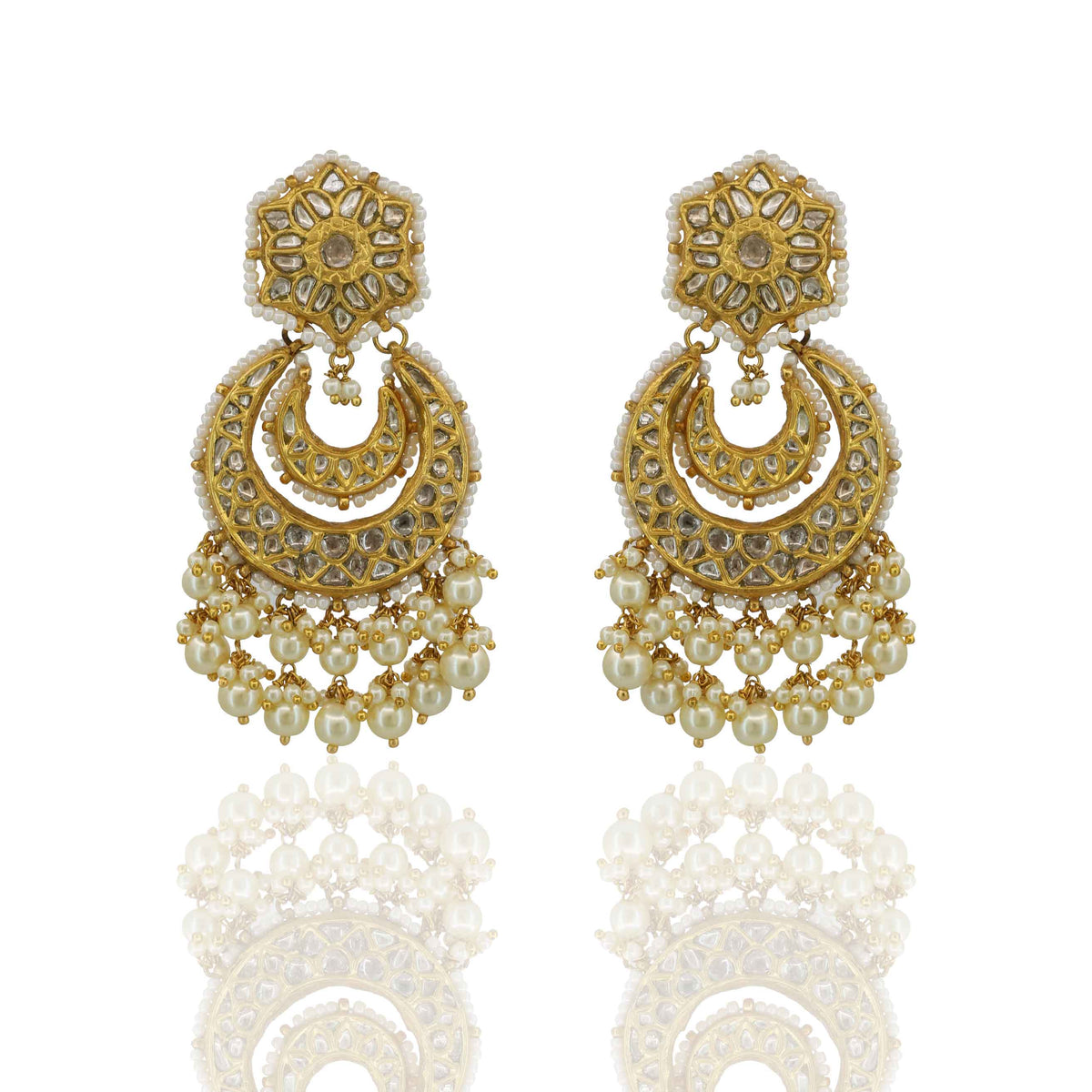 Bridal Polki & Pearl Thappa Chandbaalis