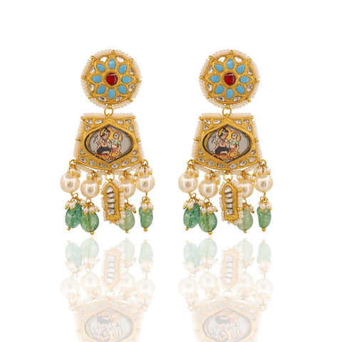 Dev Darshan Gold Polki Necklace with Hand-Painted God Motifs